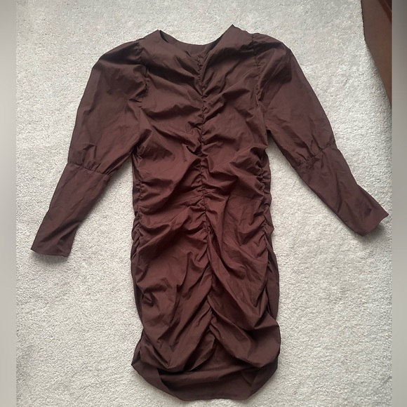 Asos Brown Ruched  Dress - Picture 3 of 5